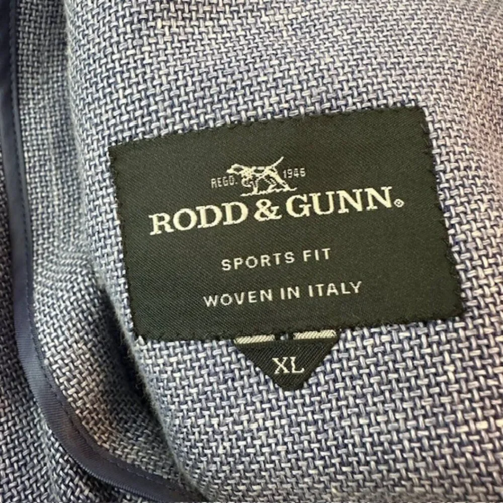 Rodd & Gunn Blue Textured Sport Coat Blazer Men’s XL 2 Button Tailored Smart